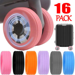 Hot🔥16Pcs Silicone Luggage Wheels Protector Cover Trolley Box Reduce Noise Protective Cover Caster Sleeve Suitcase Accessories