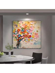 FENGHONGTAO | Abstract Floral Textured Wall Hanging Square Painting
