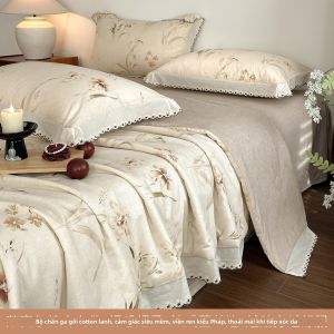 SIBAISE | Bộ Chăn Ga Gối Phong Cách Pháp Cổ Điển từ Vải Linen Tencel 200x230cm