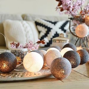 10/20LED Cotton Balls String Light Wedding Party Garland Fairy Street Lights Outdoor Garden Patio Christmas Decorations for Home