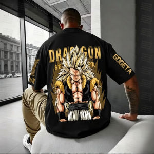 Bandai | "Dragon Ball" Summer New Short-sleeved T-shirt for Men Anime Print Casual Ginza Style Short-sleeved Top for Parents Children