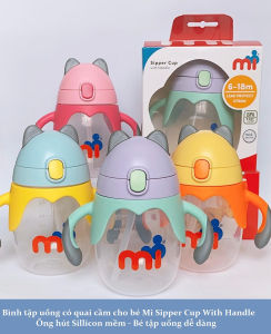 Bình Uống Nước Ống Hút Cho Trẻ Em Tập Hút Hãng Mi Thái Lan cho bé 6 tháng trở lên 250ml