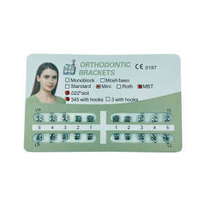 PIORPOY 1Pack Mini Dental Orthodontic Brackets Monoblock Roth/MBT Standard 0.022 Hooks 345 Teeth Braces Dental Metal Bracket