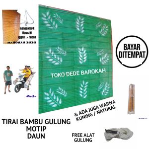 tirai bambu gulung motip bunga / wide bambu gulung mureh / kerey bambu gulung penutup teras / tirai bambu wulung outdoor other