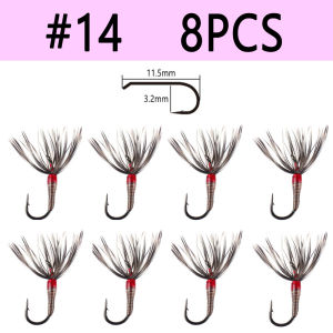 Bimoo 8PCS #14 #16 #18 Epoxy Tenkara Flies Parachute Grizzly Hackle Dry Fly Kebari Trout Steelhead Grayling Fishing Bait Lures