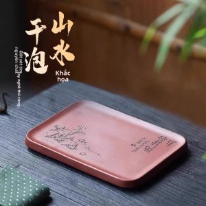 LIANGBI | Khay Trà Đất Sét Tím Đục Cao Cấp