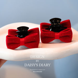 เข็มขัดผ้าพันคอผีเสื้อสีแดงสำหรับเด็ก เครื่องประดับผมแบบหนีบหน้ากันสำหรับเด็กผู้หญิง ปีใหม่ ทรงหางม้า ด้านหน้า เครื่องประดับผมสำหรับเด็ก