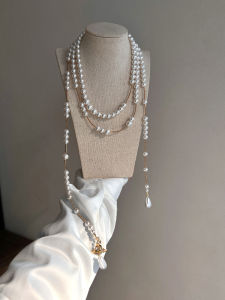 YISHU | Multi-Layer Stacked Long Pearl Necklace