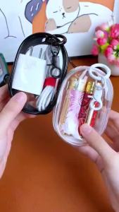 Clear Data Cable Storage Box Portable Cable Protective Cover Storage Travel Headset Storage Bag