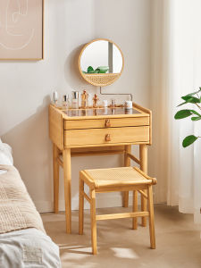 MANHAOSHI | Compact Modern Bedroom Vanity with Drawer Storage Solid Wood