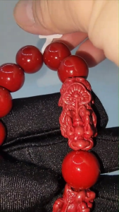(SG Seller Ready Stocks) High Grade Natural Cinnabar Pixiu Bracelet 14mm+ 高级天然朱砂貔貅手链 14+ 毫米