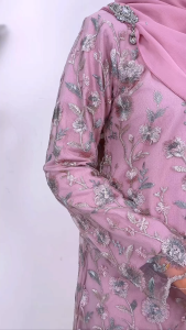 Dtasneem Long Modern Kurung – Exclusive Lace Embroidery | Baju Kurung Raya 2026