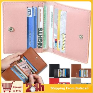 Mini PU Leather ID Card Holder Portable Bank Credit Card Bag Box Slim Ultra Thin Short Clutch Bag
