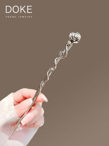 Elegant Snake-Shaped Rose Hairpin: A Stylish Minimalist Accessory