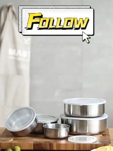 Stainless Steel Bowl 5-piece Set 5pc Stainless Bowls with Lids - Keimav Official