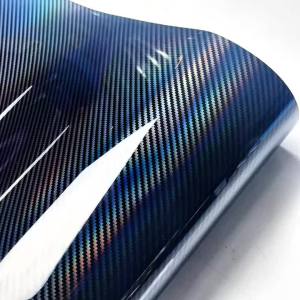 Premium PET Gloss Laser Holographic Carbon Fiber Vinyl Wrap Film With Air Release Self Adhesive DIY Car Motorcycle Sticker Decal