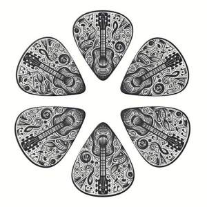 6-Piece Double-sided Colorful Printed Guitar Pick Set Durable Plectrums for Electric And Bass Guitar Accessories Gift Set