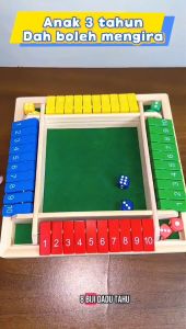 Permainan Dadu Tutup Kotak Permainan Papan Kayu Untuk Dewasa dan Kanak-kanak Permainan Keluarga Klasik Permainan Matematik Klasik