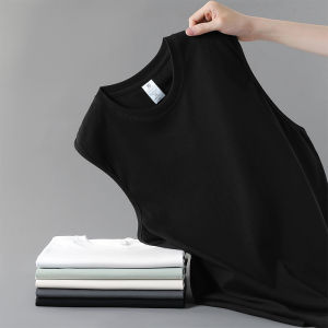 Áo Thun Cotton Nguyên Chất Mùa Hè Cho Nam Cổ Tròn Không Tay Dáng Rộng Đa Năng Phong Cách Thể Thao Áo Nỉ Thoáng Khí