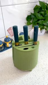 Ống Đựng Đũa Thìa Muỗng Xoay Có Khay Hứng Nước - Hộp Nhựa PP Đựng Dụng Cụ Nhà Bếp Xoay 360 Độ - Giá Cài Thớt Kệ Dao Kéo