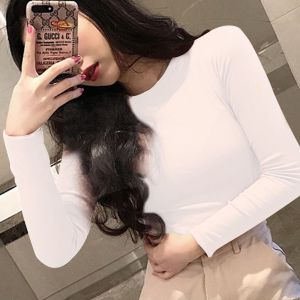 Spring 2024 Womens Long Sleeve T-Shirt Korean Style Student Base Layer One Piece Butterfly Knot round Neck Polyester Fiber