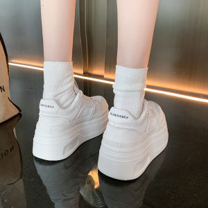 Genuine Leather Small Hidden Heel 10cm Board Shoes for Women Spring and Autumn Thick Sole 8cm Show Feet Small Sports White Shoes