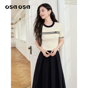 OSA | Colorblock Slim Fit Knit Top With Bow