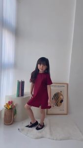 Hooneybee Popy Maroon - Dress Anak Perempuan [Size 1-5 Thn] Baju Dres Kaos Cewek
