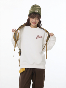 Gbiaior | No Hat Round Collar Lazy Style Letter Print Sweatshirt
