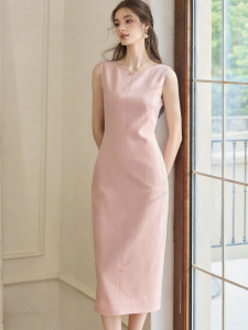 Roey s house | Professional Occasion Sleeveless Pink Fitted Waist Dress