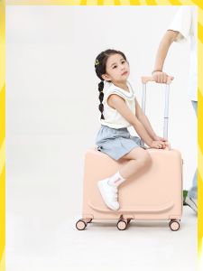 Childrens Luggage 22 Inch Girls Can Sit And Ride Travel Pullman Boy Silent Password Box Hardshell Polyester Inner Moisture Wicking