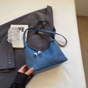 Trendy Denim Shoulder Crossbody Bag for Women Unique Design Handheld Dumpling Bag Popular Internet Celebrity Single Shoulder Slant Bag