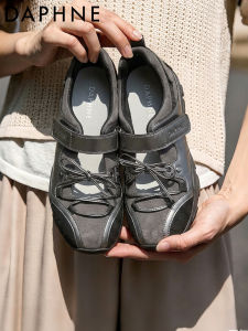 Daphne | Sports Leisure Mary Jane Black Flat Shoes Summer Bow