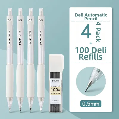 deli | Automatic Pencil for Students 0.5mm Grip Correcting Soft Rubber Pad High Appearance Art Drawing Sketch