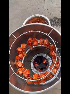 Smokeless Hanging BBQ Grill Stainless Steel Commercial Outdoor Charcoal Electric Temp Gauge