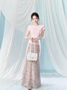 YIKEXIAOYEMEI | Chân Váy A-Line Cao Waisted Mới Màu Hồng Hoa