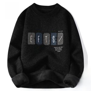 ROMON | Lormen Mens Fleece Lined Sweater Casual Loose Thickened Warm Knitted Shirt Round Neck Long Sleeve Urban Fashion Winter New Arrival