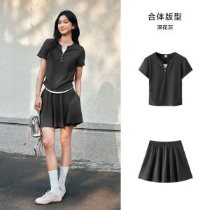 Fashionable Short Womens Two-Piece Set Semir Elastic Waist Skirt And Top Ensemble Polyester Fiber Short Sleeve Summer New Arrival