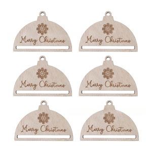 6Pcs/Set Macrame Christmas Decoration Carving Wooden Chips DIY Christmas Tree Circular Decoration Pendant Accessories