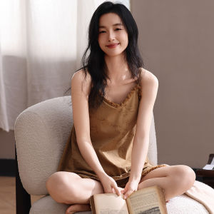 MiiOW | Bộ đồ ngủ cotton nguyên chất cho nữ mùa hè 2025 Bộ đồ ngủ liền thân có đệm ngực và áo vest ngắn Bộ đồ mặc nhà MiiOW Cat Person