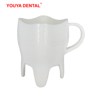 Dental Tooth Shaped Coffee Mug Cup With Handle Portable Travel Creative Plastic Water Cups Dentistry Christmas Dentist Gifts New
