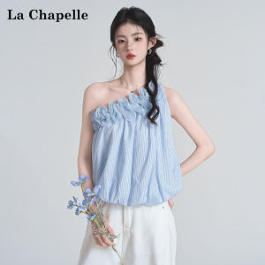 La Chapelle | Floral Off-Shoulder Sleeveless Vest Shirt Striped Blouse Peplum Top