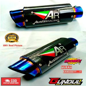knalpot racing ujung biru perut karbon suara ngebas bulat