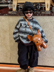 กระเป๋าคาดไหล่รูปสุนัขแฟชั่นสำหรับเด็กชายและเด็กหญิง กระเป๋าสะพายข้างแบบสะพายข้าง สไตล์การเดินทางแบบลำลอง