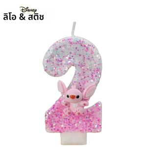 Disney Stitch 0-9 เทียนตะเข็บสีชมพูทูโทน เหมาะสําหรับตกแต่งเค้กปาร์ตี้วันเกิด เหมาะสําหรับงานปาร์ตี้วันครบรอบ