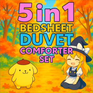 Thick 5in1 Full Garter Bedsheet Comforter With Duvet Cover Set Us Cotton (Single Double Queen King Size)