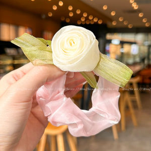 ยางรัดผมลายดอกกุหลาบสุดเก๋สำหรับผู้หญิง ยางรัดผมทรงกลมยางยืดสูง รัดผมมัดหางม้า แฟชั่น ใหม่ล่าสุด 2025 ยางรัดผมลายดอกไม้