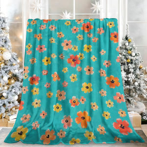 Beast Kingdom | Navy Smiley Face Flowers Cozy Incredibly Soft Halloween Thanksgiving Bed Throw Extra Warm for Chilly Winter Evenings at Home