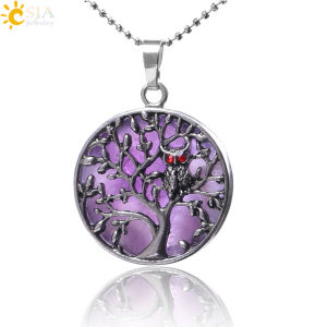 สร้อยคอคริสตัลหินธรรมชาติ จี้รูปตัวอี ต้นไม้แห่งชีวิต ลูกปัดแบน ด้านหลังและด้านหน้า สร้อยคอแบบสวมหัวได้ สร้อยคอแบบสวมหัวได้