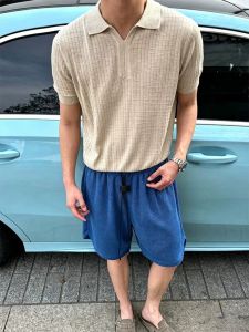 OUMULONG | Breathable Ice Silk Men Shorts Five Divided